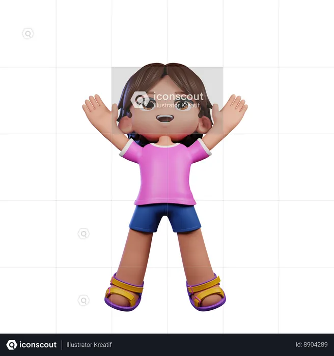 Cute Boy Giving Jump Pose  3D Illustration