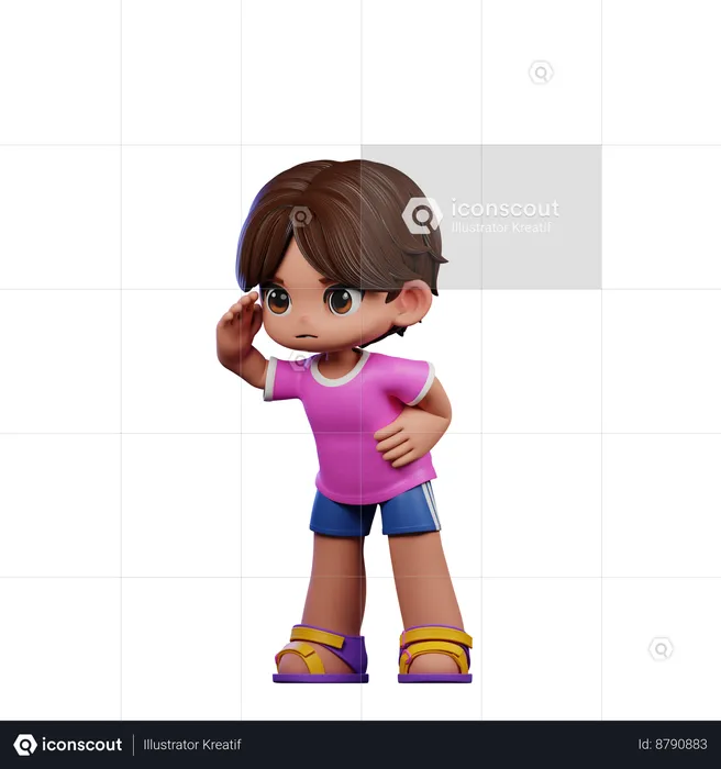 Cute Boy Giving Looking Pose  3D Illustration