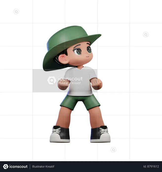 Cute Boy Giving Looking Victorious Pose  3D Illustration