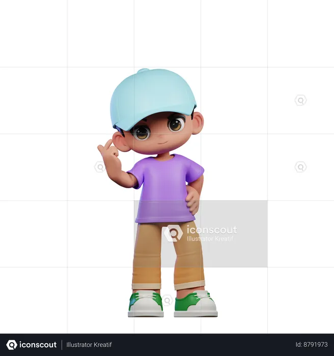 Cute Boy Giving Love Sign  3D Illustration