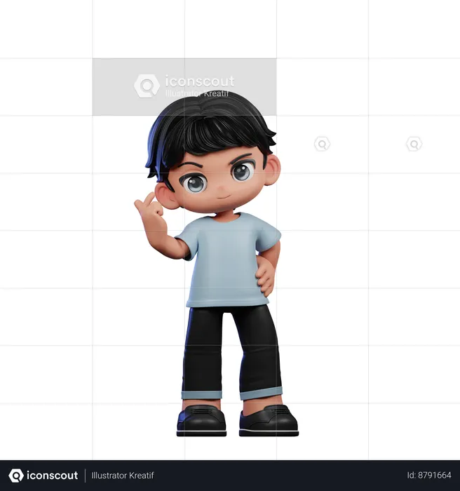 Cute Boy Giving Love Sign  3D Illustration