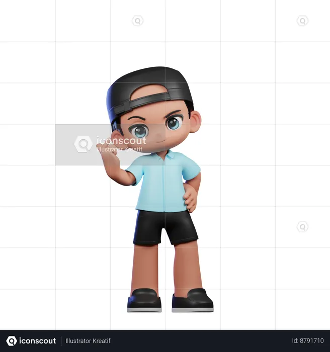Cute Boy Giving Love Sign Pose  3D Illustration
