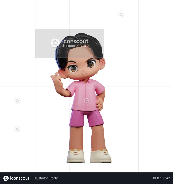 Cute Boy Giving Love Sign Pose  3D Illustration