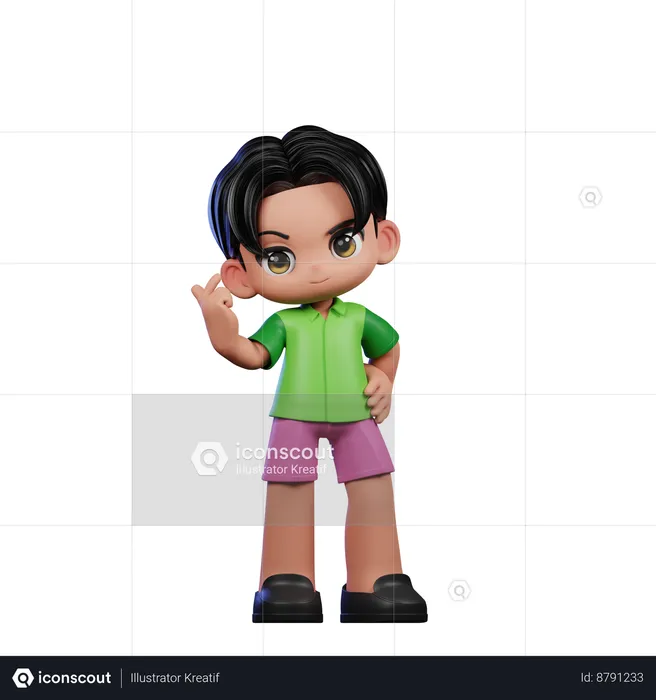 Cute Boy Giving Love Sign Pose  3D Illustration