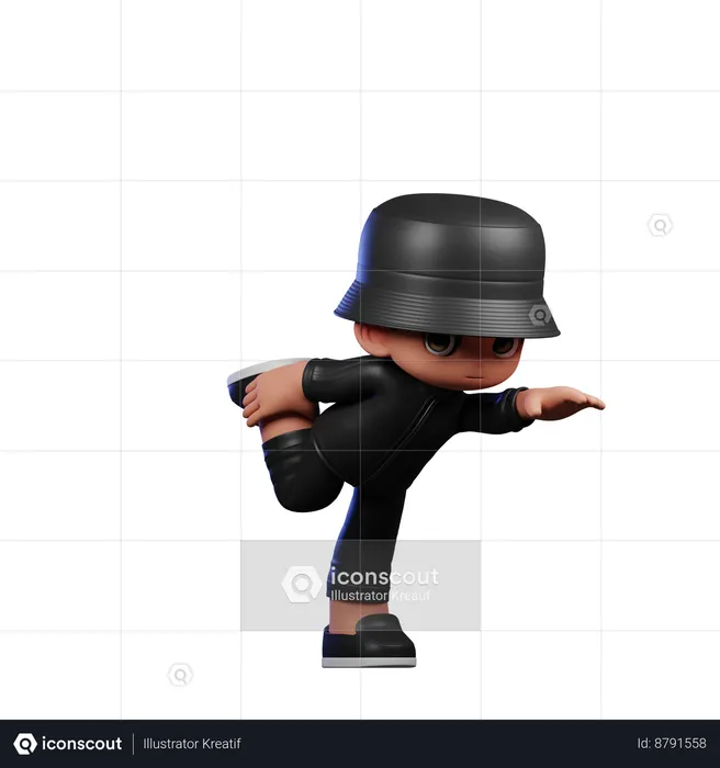 Cute Boy Giving One Leg Pose  3D Illustration
