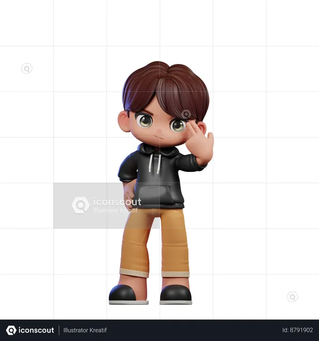 Cute Boy Giving Pointing At Him Self  3D Illustration