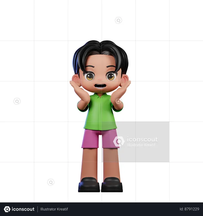 Cute Boy Giving Reacting Happily Pose  3D Illustration