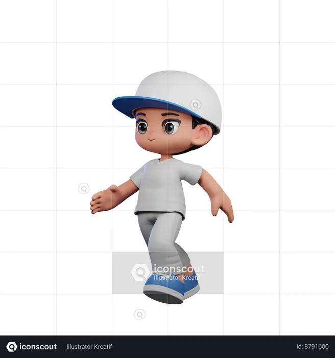 Cute Boy Giving Running Pose  3D Illustration