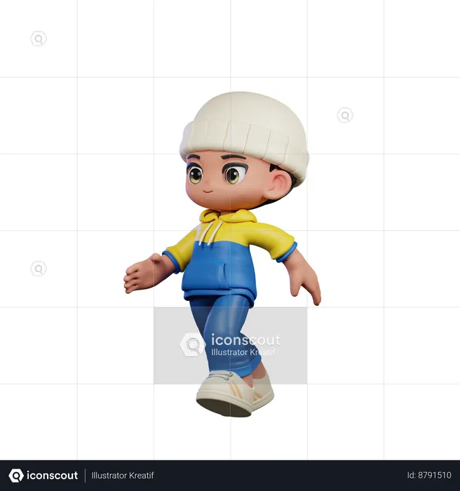 Cute Boy Giving Running Pose  3D Icon