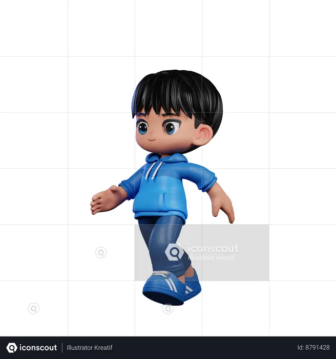 Cute Boy Giving Running Pose  3D Illustration
