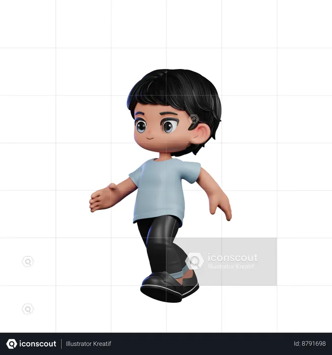 Cute Boy Giving Running Pose  3D Illustration