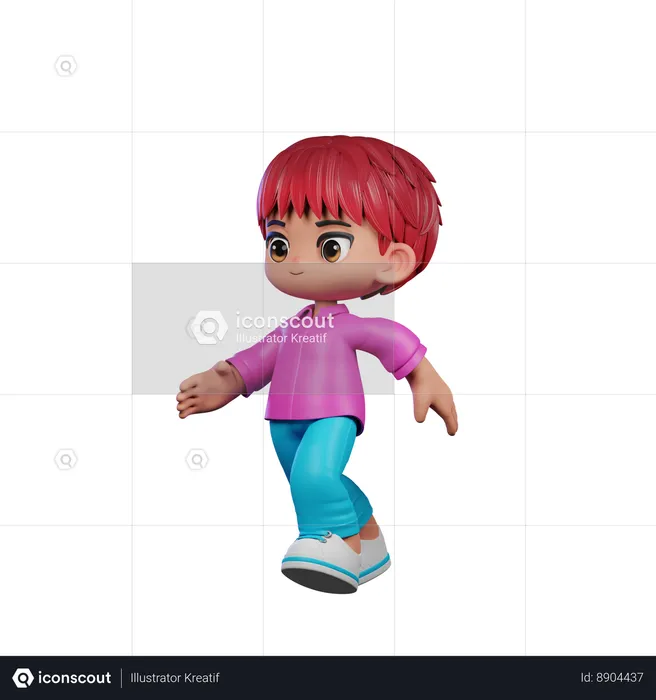 Cute Boy Giving Running Pose  3D Illustration