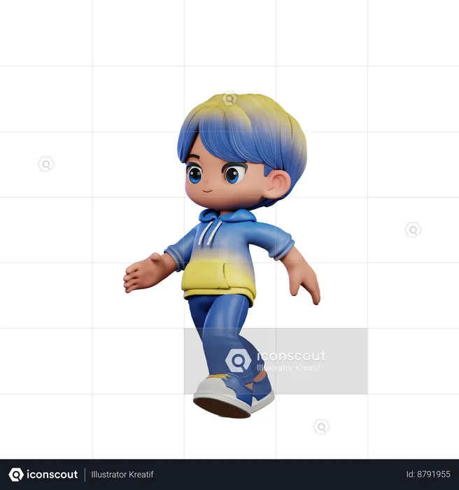 Cute Boy Giving Running Pose  3D Illustration