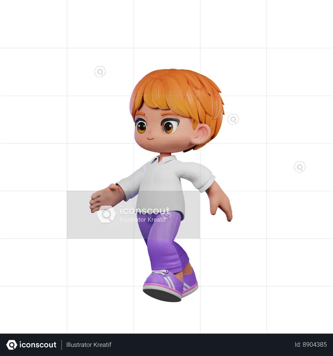 Cute Boy Giving Running Pose  3D Illustration