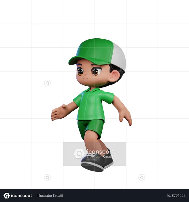 Cute Boy Giving Running Pose  3D Illustration