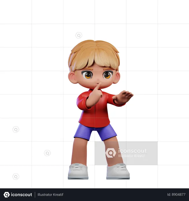 Cute Boy Giving Shhttt Pose  3D Illustration