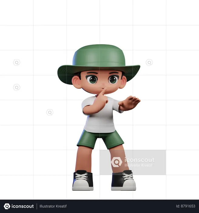 Cute Boy Giving Shhttt Pose  3D Illustration