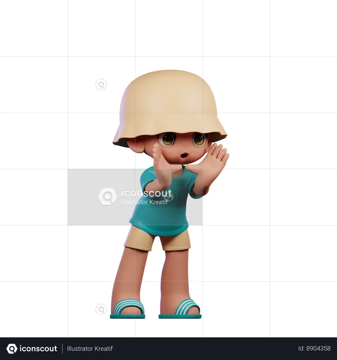 Cute Boy Giving Shouting Pose  3D Illustration