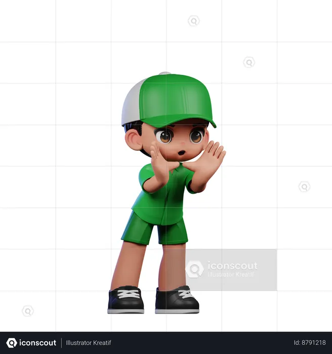 Cute Boy Giving Shouting Pose  3D Illustration