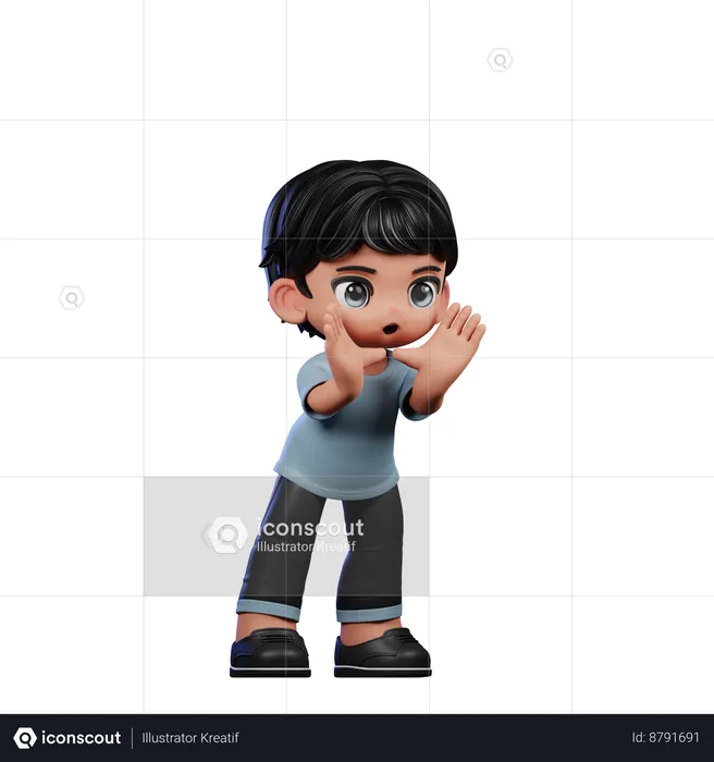 Cute Boy Giving Shouting Pose  3D Illustration