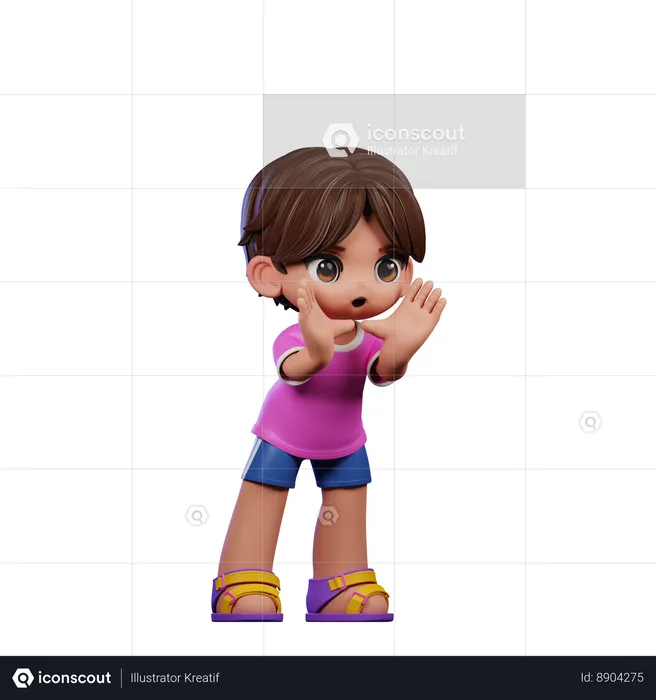 Cute Boy Giving Shouting Pose  3D Illustration