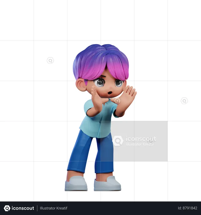 Cute Boy Giving Shouting Pose  3D Illustration