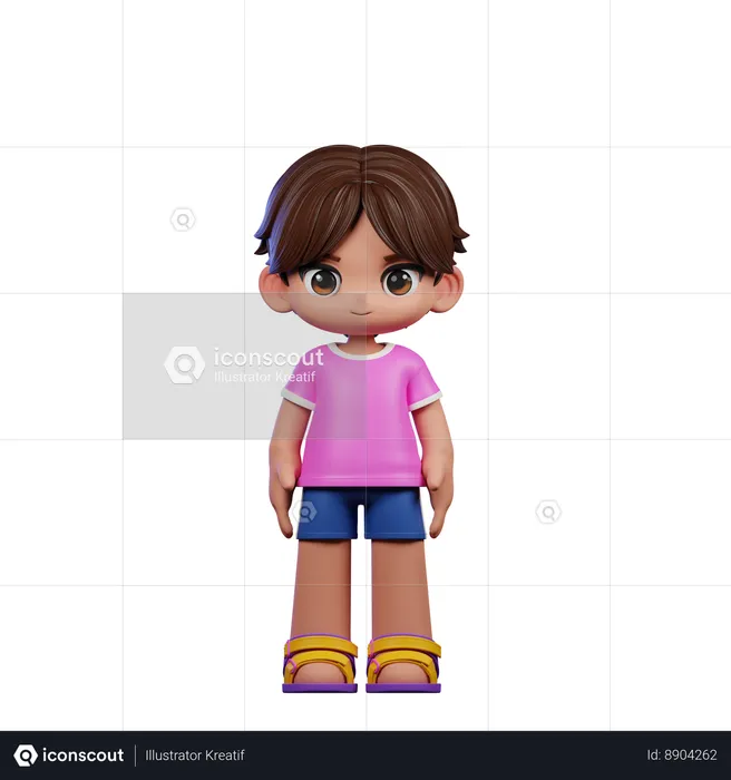 Cute Boy Giving Standing Cool Pose  3D Illustration