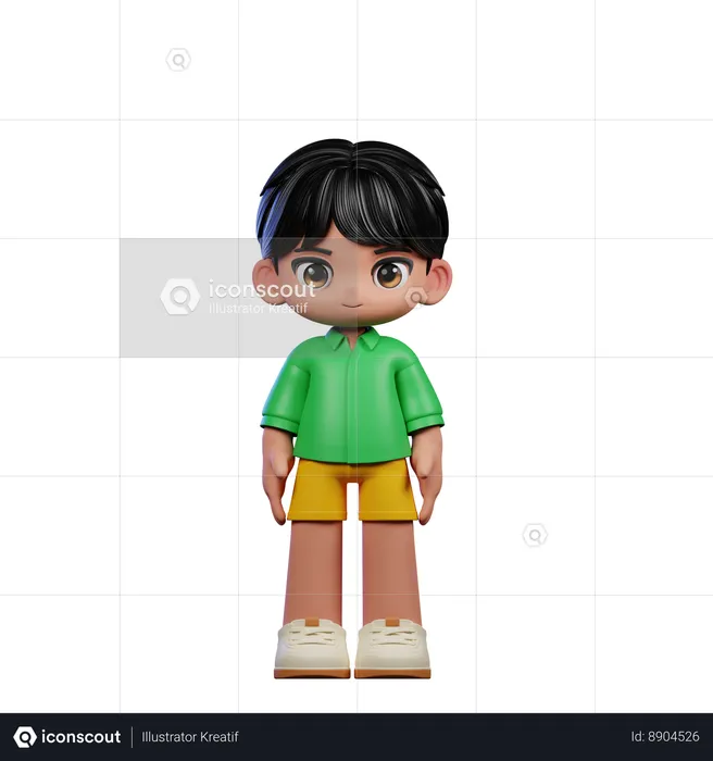 Cute Boy Giving Standing Cool Pose  3D Illustration