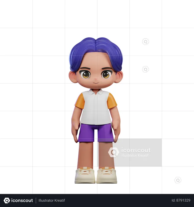 Cute Boy Giving Standing Cool Pose  3D Illustration