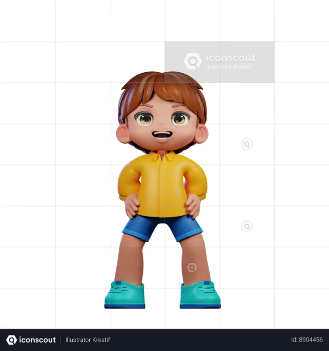 Cute Boy Giving Standing Laugh Pose  3D Illustration