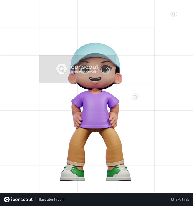 Cute Boy Giving Standing Laugh Pose  3D Illustration