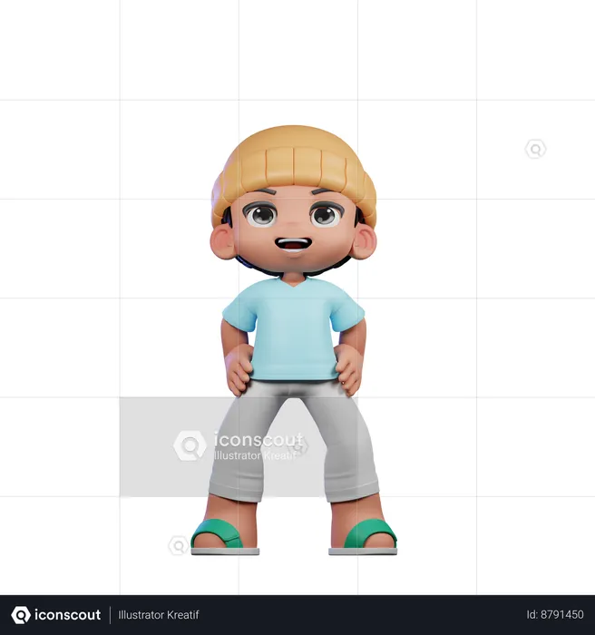 Cute Boy Giving Standing Laugh Pose  3D Illustration