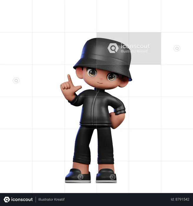 Cute Boy Giving Standing Pose  3D Illustration