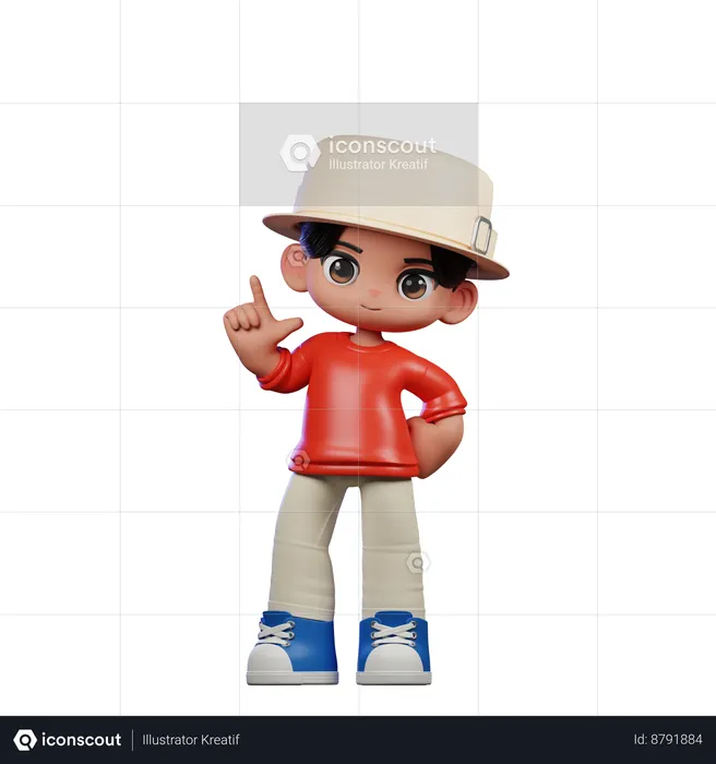 Cute Boy Giving Standing Pose  3D Illustration