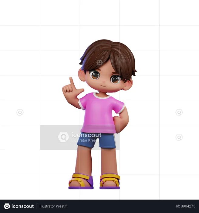 Cute Boy Giving Standing Pose  3D Illustration