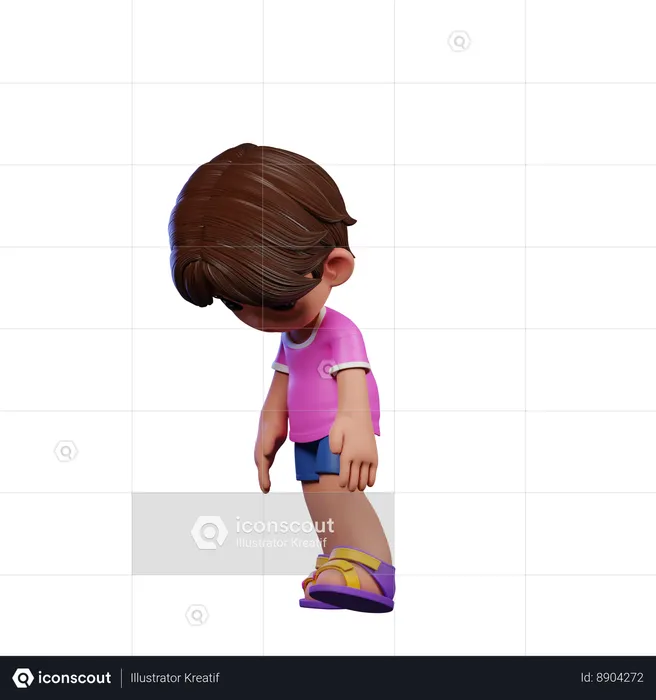 Cute Boy Giving Tired Walk Pose  3D Illustration