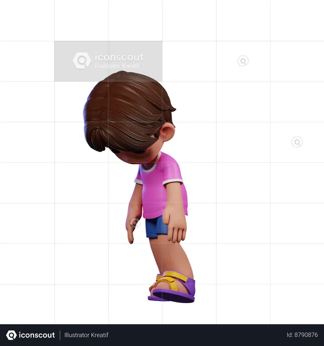 Cute Boy Giving Tired Walk Pose  3D Illustration