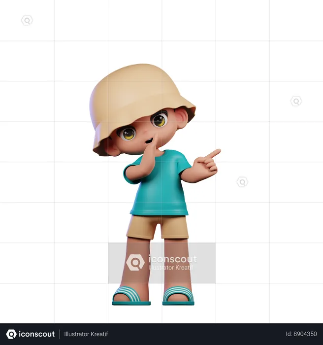 Cute Boy Giving Whister To You Pose  3D Illustration