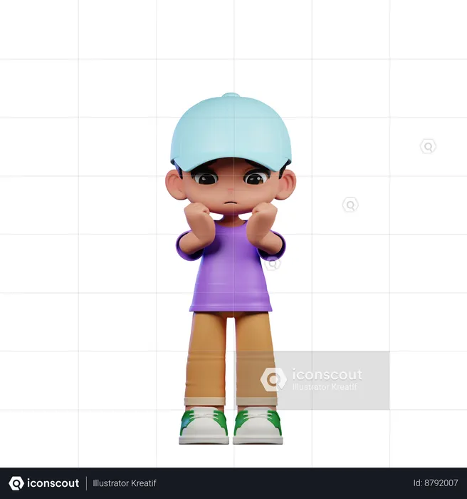 Cute Boy Giving Worried Pose  3D Illustration