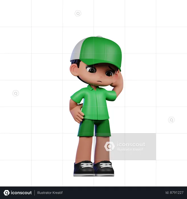 Cute Boy Giving Worry Pose  3D Illustration