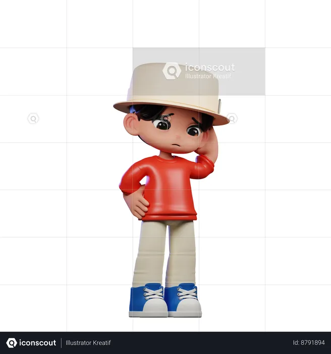 Cute Boy Giving Worry Pose  3D Illustration