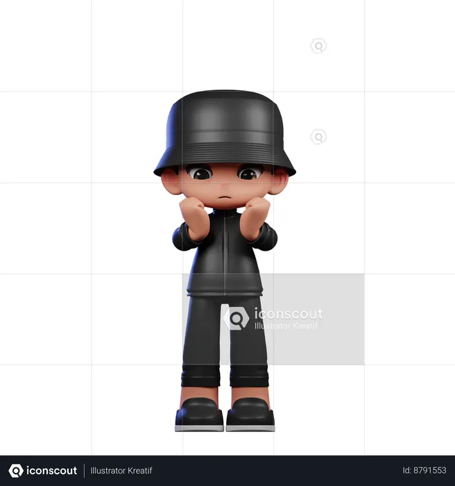 Cute Boy Giving Worry Pose  3D Illustration