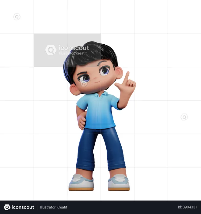 Cute Boy Having Idea Pose  3D Illustration