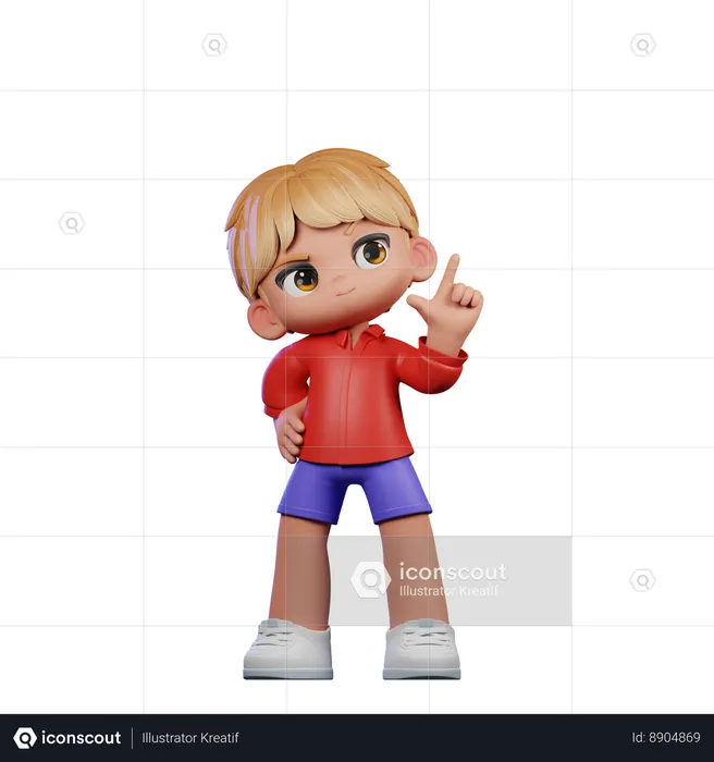 Cute Boy Having Idea Pose  3D Illustration
