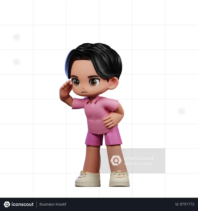 Cute Boy Looking Pose  3D Illustration