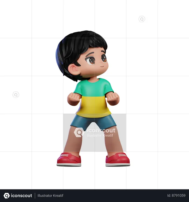 Cute Boy Looking Victorious Pose  3D Illustration