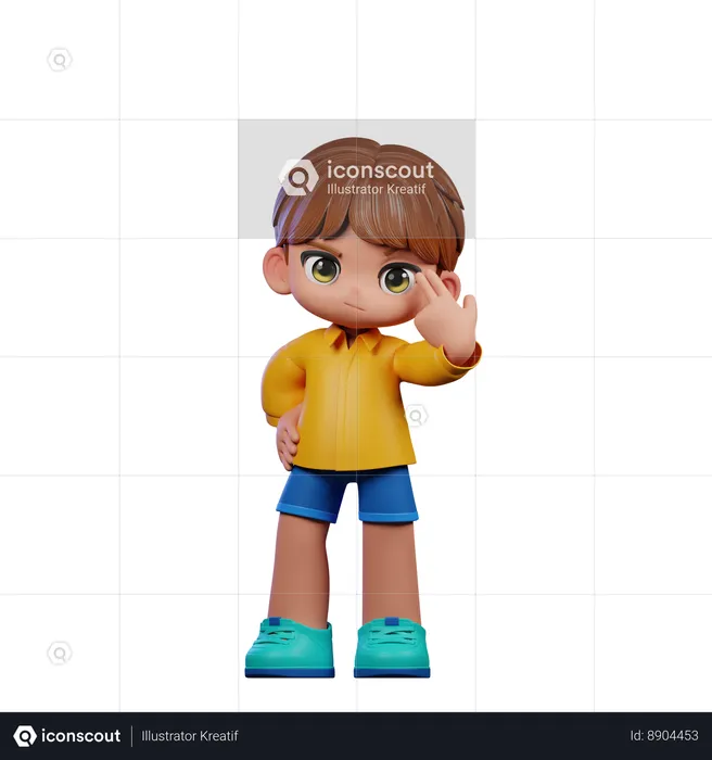 Cute Boy Pointing At Him Self  3D Illustration