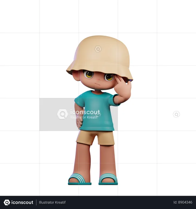 Cute Boy Pointing At Him Self  3D Illustration