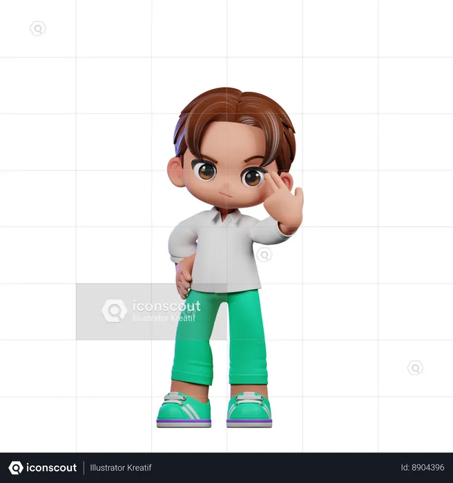 Cute Boy Pointing At Him Self  3D Illustration