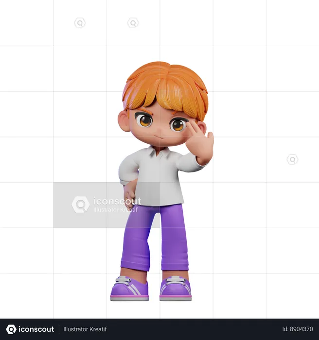 Cute Boy Pointing At Him Self  3D Illustration